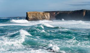 Preview wallpaper sea, waves, foam, landscape, rock