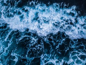 Preview wallpaper sea, waves, foam, surf, water, view from above