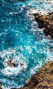 Preview wallpaper sea, waves, foam, stones, rock
