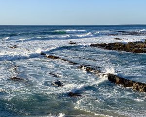 Preview wallpaper sea, waves, foam, reefs, nature