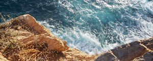 Preview wallpaper sea, waves, foam, rock, view