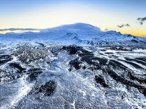 Preview wallpaper sea, waves, hills, snow, nature