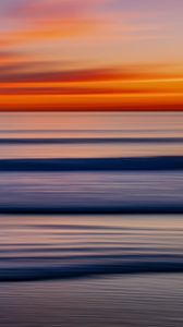 Preview wallpaper sea, waves, horizon, clouds, sunset, nature