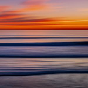 Preview wallpaper sea, waves, horizon, clouds, sunset, nature