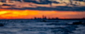 Preview wallpaper sea, waves, horizon, sunset, spray