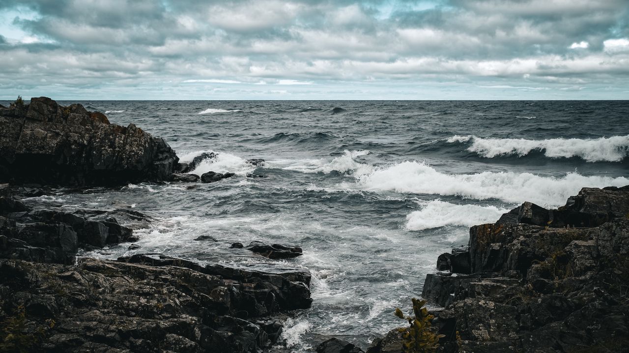 Wallpaper sea, waves, landscape, stones, nature