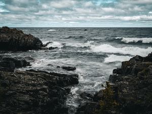 Preview wallpaper sea, waves, landscape, stones, nature