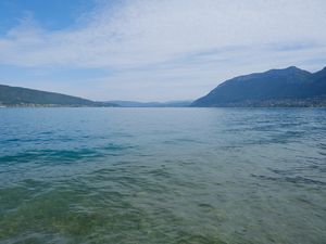 Preview wallpaper sea, waves, mountains, sky, nature, landscape