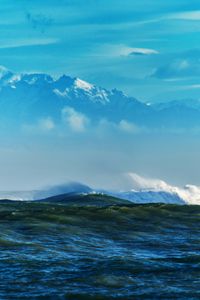 Preview wallpaper sea, waves, mountains, rocks, reefs