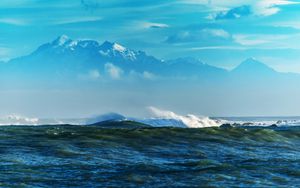 Preview wallpaper sea, waves, mountains, rocks, reefs