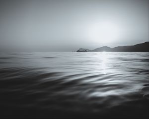 Preview wallpaper sea, waves, mountains, light, bw