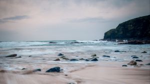 Preview wallpaper sea, waves, rocks, horizon