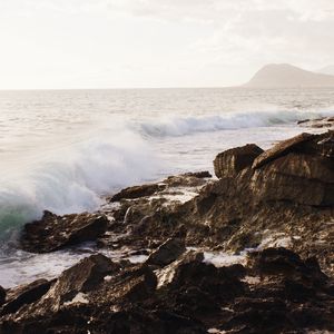 Preview wallpaper sea, waves, rocks, coast
