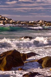 Preview wallpaper sea, waves, rocks, landscape