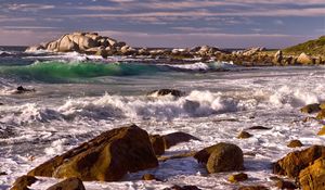 Preview wallpaper sea, waves, rocks, landscape