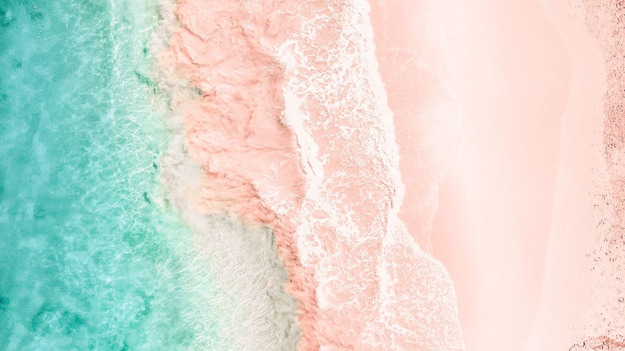 Wallpaper sea, waves, sand, beach, aerial view