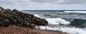 Preview wallpaper sea, waves, shore, pebbles, stones, nature