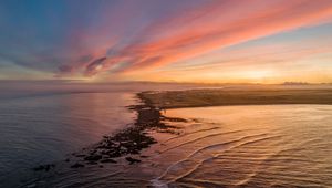 Preview wallpaper sea, waves, shore, clouds, sky, landscape, nature