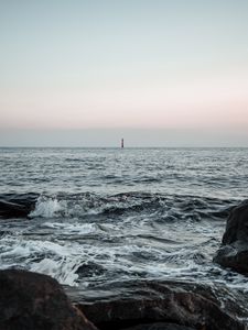 Preview wallpaper sea, waves, shore, lighthouse