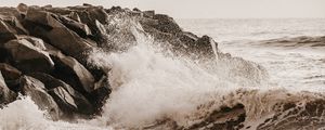 Preview wallpaper sea, waves, spray, stones, shore, surf