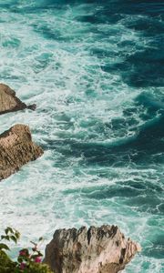 Preview wallpaper sea, waves, stones, surf, coastline