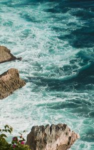 Preview wallpaper sea, waves, stones, surf, coastline