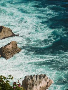 Preview wallpaper sea, waves, stones, surf, coastline