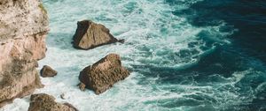 Preview wallpaper sea, waves, stones, surf, coastline