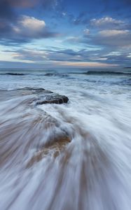 Preview wallpaper sea, waves, stones, horizon, storm