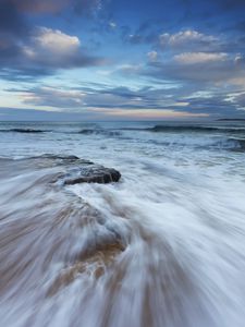 Preview wallpaper sea, waves, stones, horizon, storm