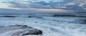 Preview wallpaper sea, waves, stones, horizon, storm