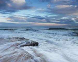 Preview wallpaper sea, waves, stones, horizon, storm