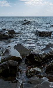Preview wallpaper sea, waves, stones, water, coast