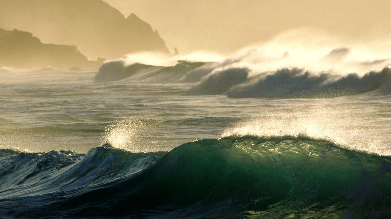 Wallpaper sea, waves, sun, light