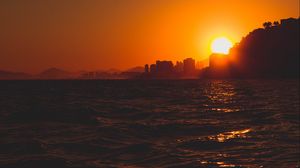 Preview wallpaper sea, waves, sunset, horizon