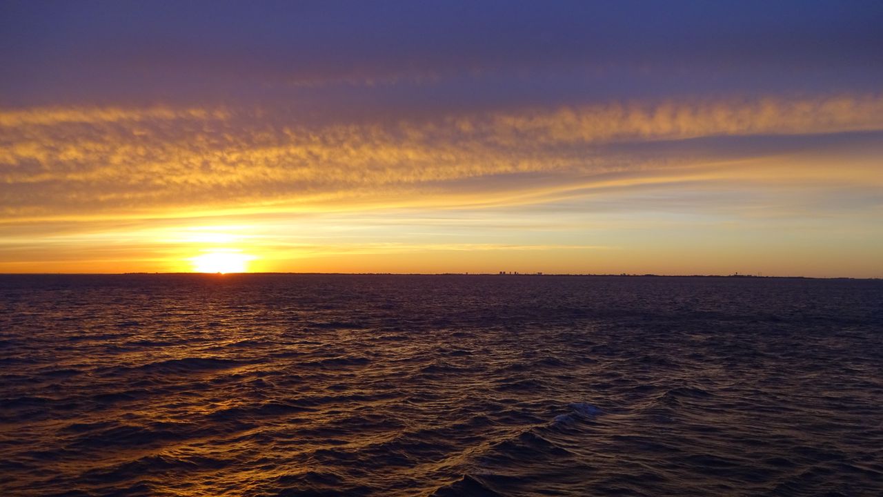 Wallpaper sea, waves, sunset, nature, horizon