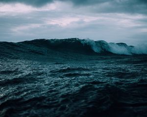 Preview wallpaper sea, waves, surf, cloudy