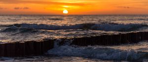 Preview wallpaper sea, waves, surf, sunset