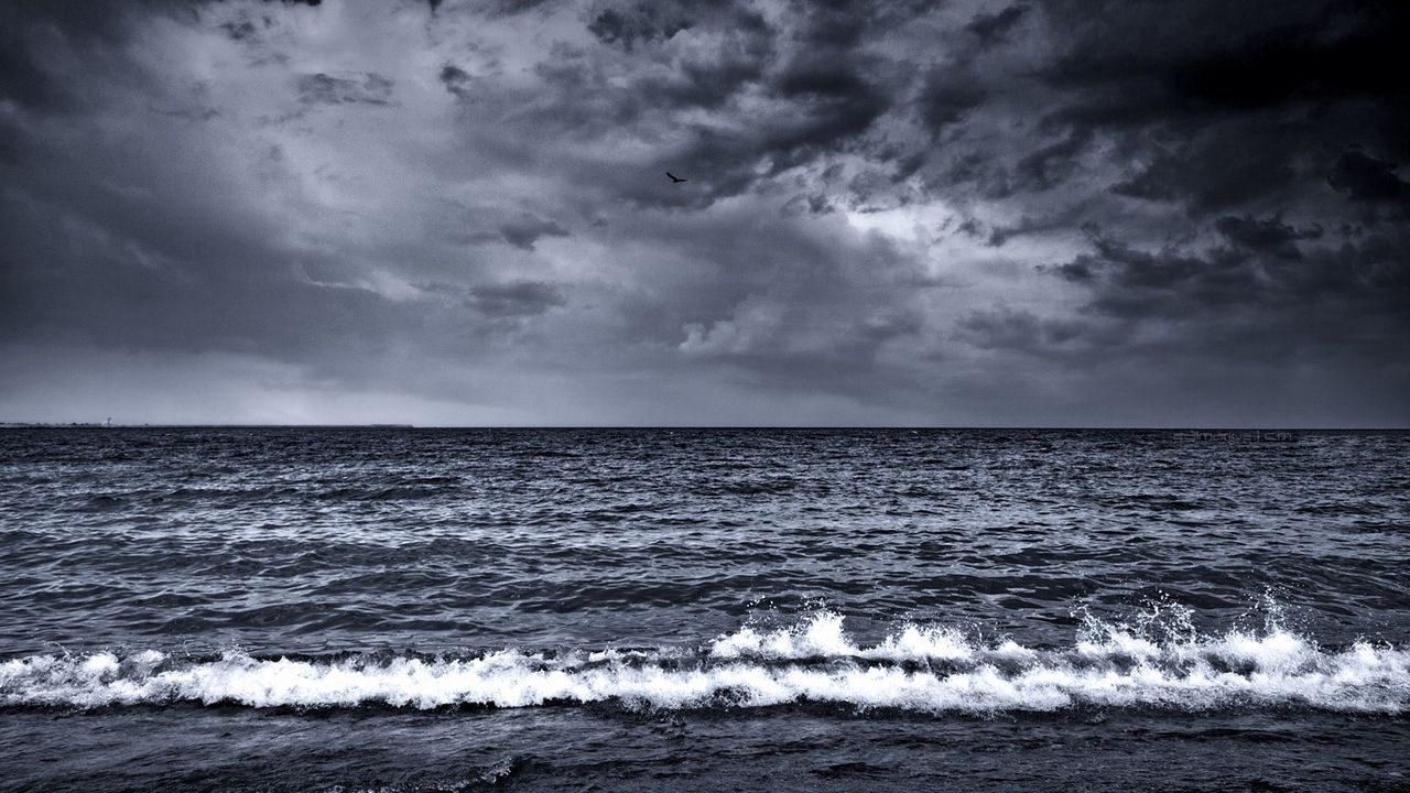 Wallpaper sea, waves, surf, foam, black and white