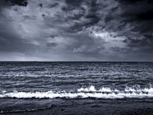 Preview wallpaper sea, waves, surf, foam, black and white