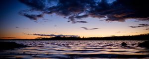 Preview wallpaper sea, waves, trees, silhouettes, evening