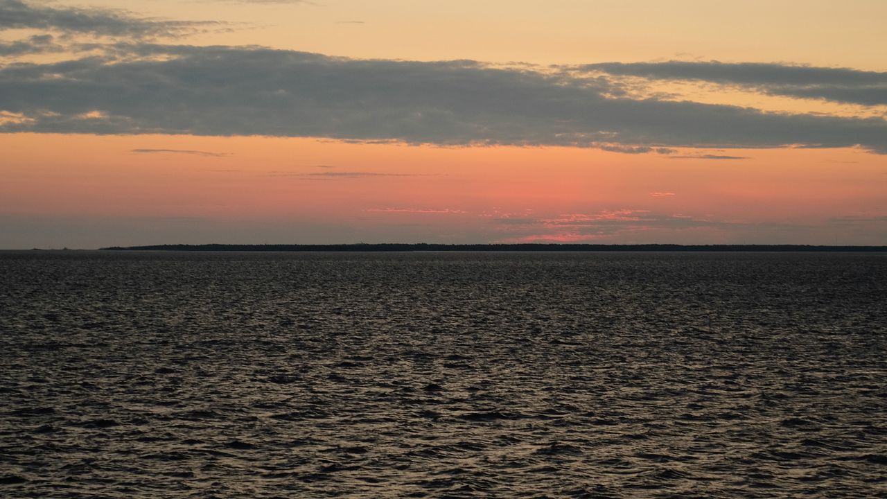Wallpaper sea, waves, twilight, sunset, horizon