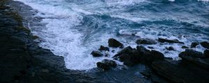 Preview wallpaper sea, waves, water, stones, shore