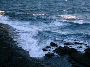 Preview wallpaper sea, waves, water, stones, shore