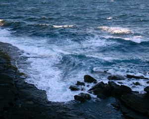 Preview wallpaper sea, waves, water, stones, shore