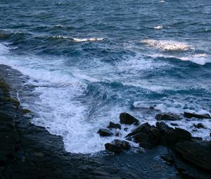 Preview wallpaper sea, waves, water, stones, shore