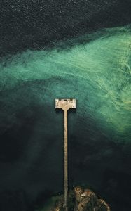 Preview wallpaper sea, waves, water, pier, aerial view