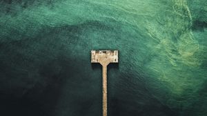 Preview wallpaper sea, waves, water, pier, aerial view