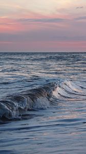 Preview wallpaper sea, waves, water, horizon, sunset