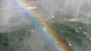 Preview wallpaper sea, waves, water, fog, rainbow